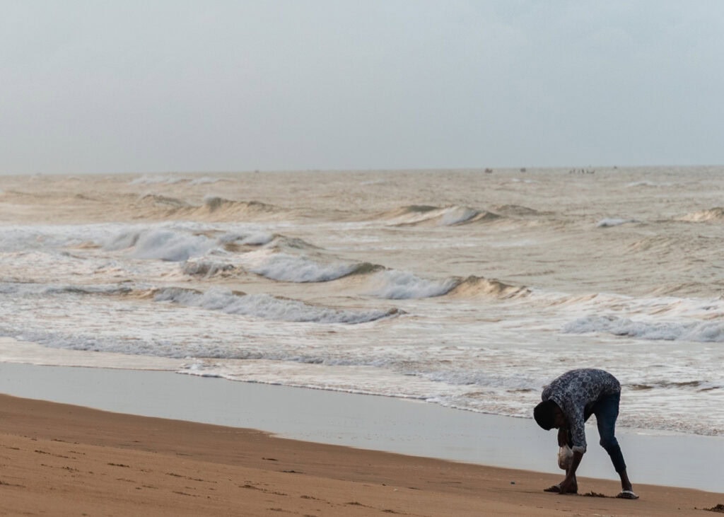 A local collecting shells