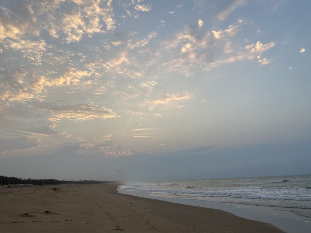 Golden clouds just before sunrise