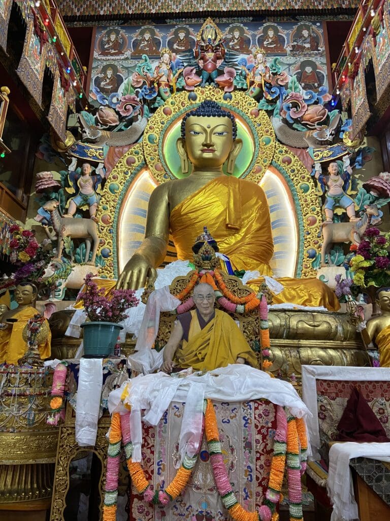 The Buddha statue inside the main prayer hall