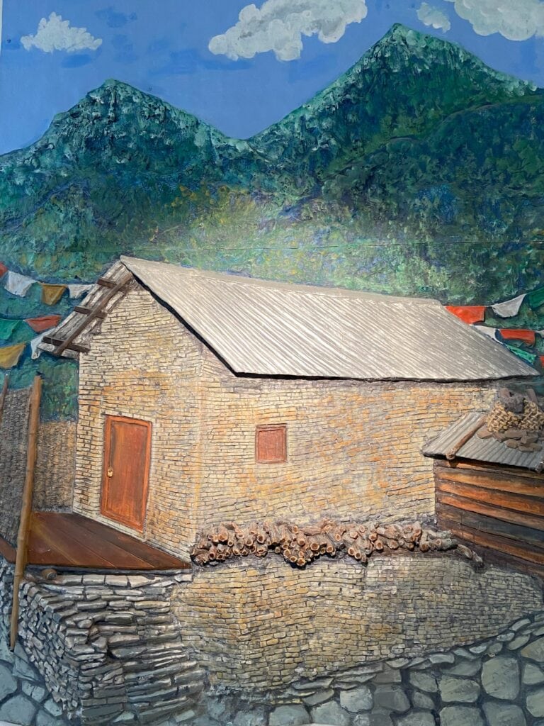 A painting of a Monpa house