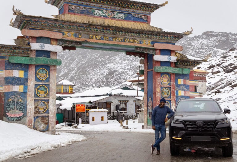 Posing with the car in Sela pass
