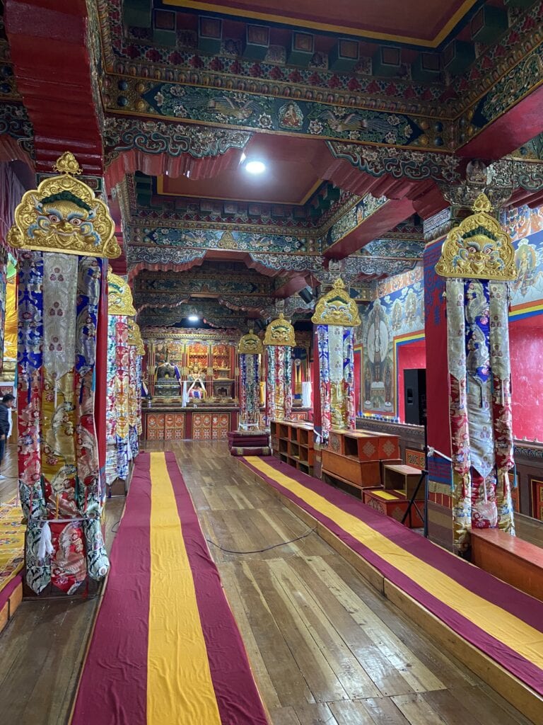 Inside the prayer hall in Tawang monastery